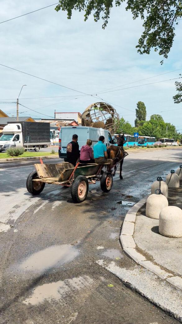 Wagen gezogen von einem Pferd in Rumänien.